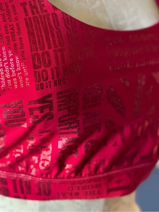Lululemon Red Foil Sports Bralette with Various Text Size 12 - Picture 5 of 7